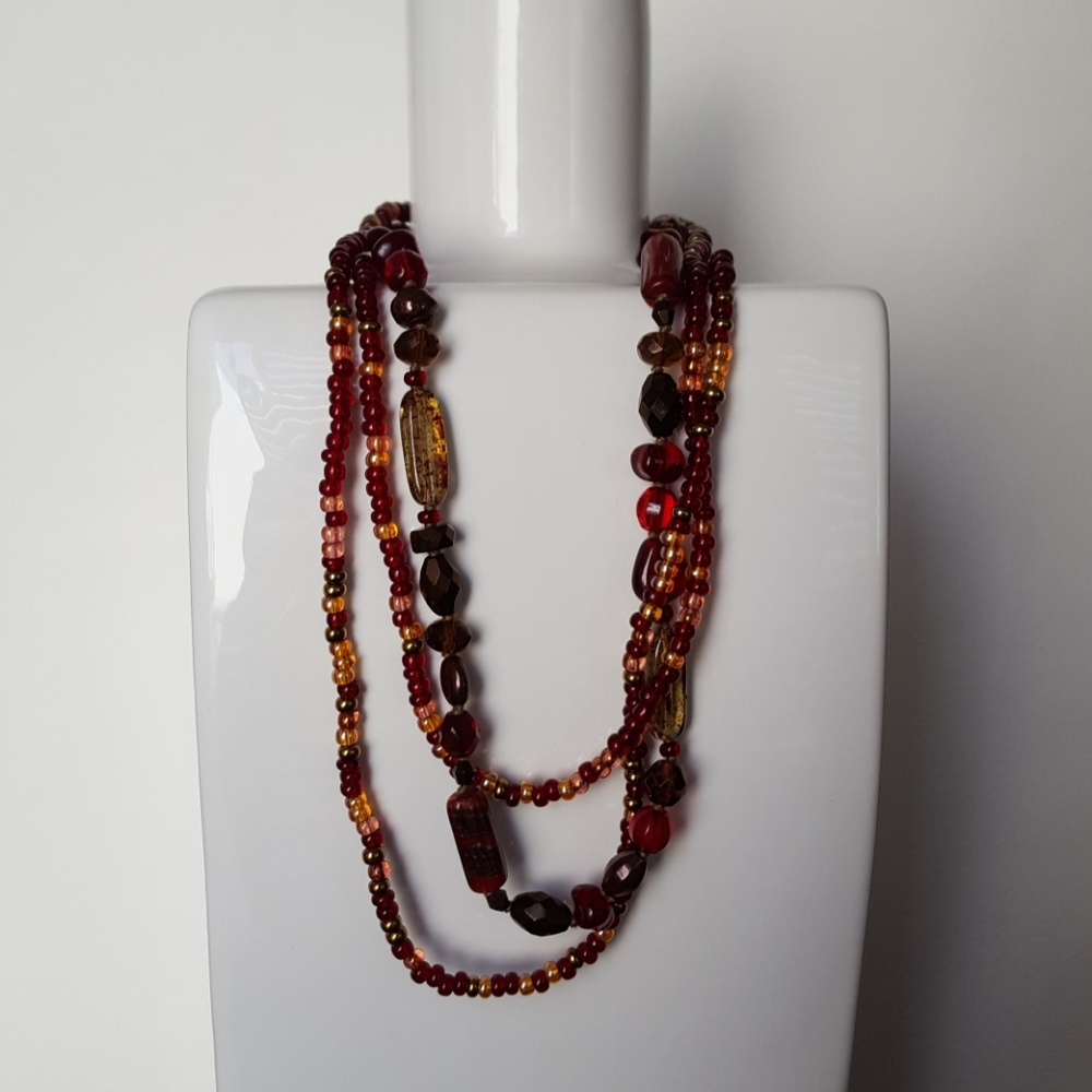 Vintage Boho Glass bead grand canyon necklace